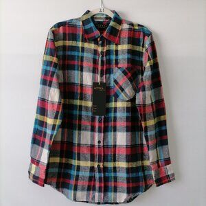 NWT Activa Mens Multicolor Long Sleeve Collared Plaid Button Up Shirt Size M